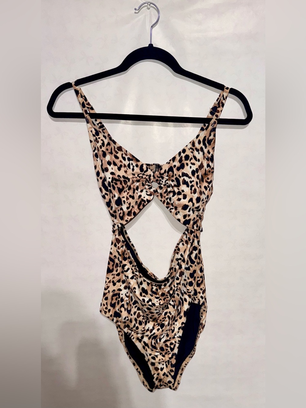 Time and Tru Beige and Black Leopard One-Piece Swimsuit